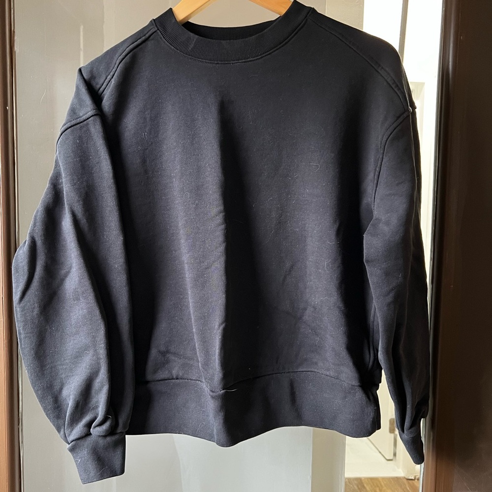 Everlane Black Track Crewneck Sweatshirt